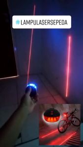 Gowes Malam Lampu Sepeda V2 Laser Line Garis Merah Biru Gowes Aksesoris Sepeda Motor Bicycle Mountain bike safety lamp LED Infrared
