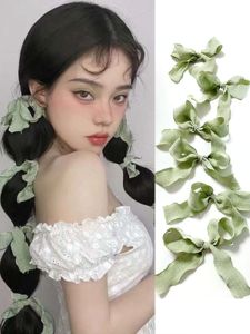 Mint Wave Green Ribbon & Butterfly Knot Hair Clip: A Perfect Match for Spring & Summer
