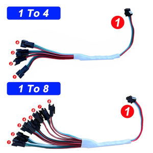 เครื่องขยายเสียงสัญญานTTL ขนาดเล็ก LED 3Pin 1ถึง2/4/8สำหรับ WS2812B WS2811 SK6812โมดูลแถบไฟพิกเซล RGBIC 5-24V
