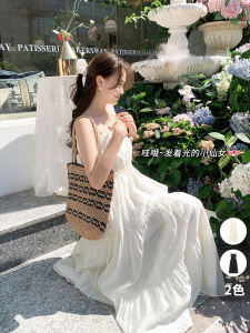 MeiYang Summer Pleated Sleeveless Long Dress French Smocked Strap Gown Lyocell Fiber Loose Waist A-Line Silhouette Solid Color