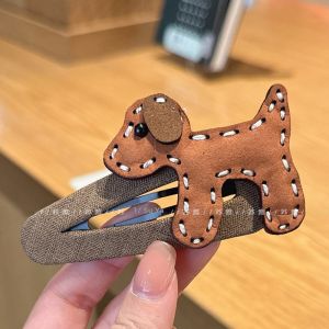 Cute Little Dog Leather Hair Clips Sweet Girl Side Bangs Forehead Hair Cards BB Clips Breakup Clips Headwear Fresh out Brand SuYa