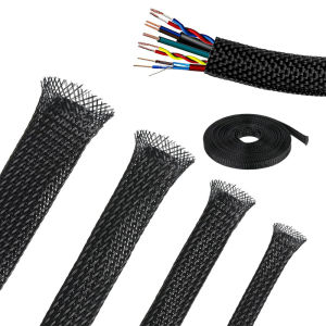 Wire Loom Tubing Cord Protector PET Expandable Braided Sleeving Mesh Sleeve for TV Computer Self-Wrapping Braided Cord Cover