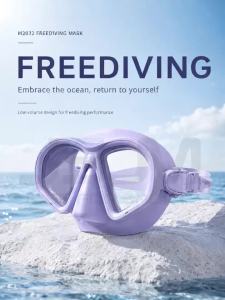 JSJM New Low Volume Freediving Mask Tempered Glass Diving Mask Soft Silicone Anti Fog Wide View Scuba Mask for Snorkeling Adults