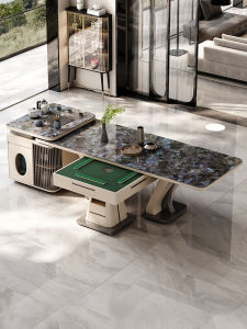 Island Table Dining Table Tea Table Two-in-One Home Multi-Function Rock Board Dining Table Automatic Electric Motor Mahjong New