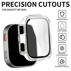 For Amazfit Bip Max All-in-One Watch Case and Screen Protector Effectively Blocks Dust Water Splashes Tempered Glass Cover