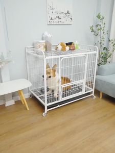 Dog Cage Foldable Pet Cage with Poop Tray Heavy Duty Pet Cages for Dog