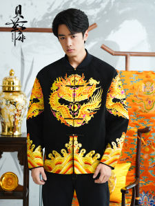 New Chinese Style Embroidered Dragon Coat Autumn Winter Outerwear Youth Casual Velvet Fabric Bilefu High End Fashion
