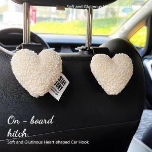 Cute Plush Heart Shaped Car Hook Multi Functional Storage Small Hook Interior Car Accessories Adhesive Driver Side Hook