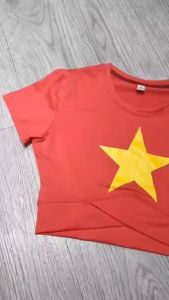 Áo croptop tập gym yoga aerobic thể thao nữ cờ đỏ sao vàng chất liệu thun poly co giãn 4 chiều thấm hút mồ hôi tốt Bin Sports A126