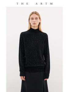 Delicate Seamless Beaded Long Sleeved High-end Cashmere Sweater for Women