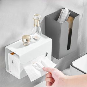Tissue Paper Rack Without Punching Adhesive Punch-free Tissue Box for Bathroom and Kitchen Multifunctional