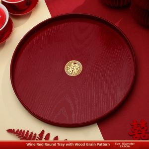 LANGMANXISHI | Wedding Use Red Wooden Serving Tray