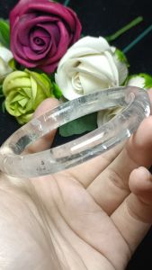 (Certificate) Premium Quality Clear Quartz White Quartz Crystal Bangle 57mm +-(附证书)极品天然白水晶手镯天然无优化超冰透 57mm+-