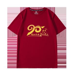 Short-Sleeved T-shirt Family Portrait Elderly Birthday Birthday Family Pack Family Party One Hundred Years Old Birthday Wear Wine Red T Clothes