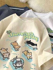 Áo Thun Cotton Tay Ngắn Dáng Rộng Thoải Mái Thường Ngày Mùa Hè 2024 Áo Thun Tay Lửng Thiết Kế Mỹ Dành Cho Nữ