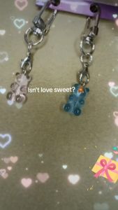 [Couple 2 Gummy Bear] Cute Couple Keychain Boyfriend Girlfriend Gift Valentine Young Love Backpack Bag Key Ring