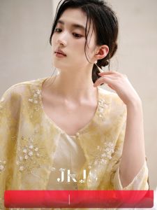 JK&JS | Áo Sơ Mi Trung Quốc Mới Kiểu Dệt Ren Viên Cườm