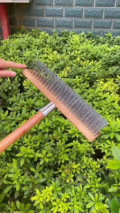 T-ORAS 20/45cm Head Stainless Steel Floor Brush Heavy Duty Wood with 120cm Long Handle for cleaning bathroom garden