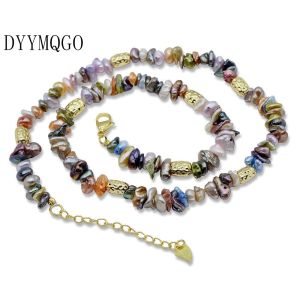 Rainbow Color Natural Baroque Pearl Necklace Irregular Shape 18K Gold Plated Accessories Womens Choker Fashion Elegant Jewelry