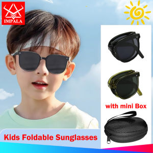 IMPALA QT1033X Trẻ em Kính râm có thể gập lại với Mini Box cho 3-8 tuổi trẻ em Kính mát 100% UV400 ống kính chống phản xạ Eyewear