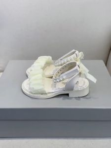 (Nhập Nguyên Hộp) Dép Sandal Dé Gái Da Mềm Đính Nơ Và Hạt Siêu Xinh Xăng Đan Công Chúa Dép Quai Hậu Đế Êm Cho Bé Gái