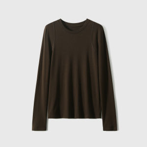 Xiao Xue Self-Kept Autumnal Pose Slim Fit Wool Blend round Neck Flexible Base Small Top Ladies Commute Style Long Sleeve T-Shirt