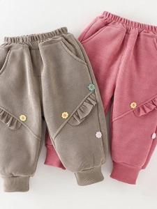 Girls Casual Sports Pants Spring Autumn Outwear Straight Leg Soft Comfortable Natural Waist PVC Fabric Childrens Long Trousers