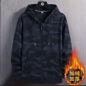 เสื้อแจ็คเก็ตฮู้ดคอตตอนผสมกำมะหยี่สำหรับผู้ชาย ทรงหลวม แขนยาว ปกติ แฟชั่นฤดูใบไม้ร่วง/ฤดูหนาว เสื้อคลุมกันหนาวแบบสวมหัว