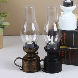 Vintage Oil Lamp Halloween Night Light LED Flameless Candle Lamp Antique Oil Light Battery Operated Decoration Lamp