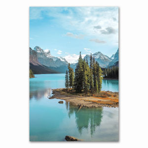 Mountain Lake Reflection Picture Nature Scandinavian Nordic Decoration Coastline Cityscape Print Wall Art Canvas