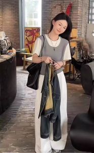 Áo Thun Tay Ngắn Màu Tương Phản Kiểu Pháp Thiết Kế Nhỏ Cho Nữ Mùa Hè Nhỏ Nhắn Độc Đáo Đẹp Áo Thun Tay Ngắn Thường Ngày