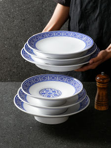 Bát Sứ Màu Xanh Cổ Điển Bằng Melamine Dùng Cho Nhà Hàng Bát Đựng Thức Ăn Lạnh Bát Đựng Thức Ăn Nhanh Bát Đựng Thức Ăn Tròn