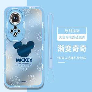 Gradient Silicone Liquid Phone Case for Honor 50 pro 70 60 Se 90 New Model V40 Cute Cartoon Protective Cover for Women