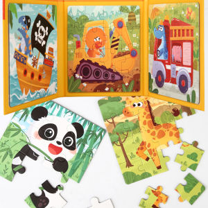 Magnetic Puzzles Games for Kids Busy Quiet Cartoon Animals Jigsaw Book Montessori Baby Educational Toys Childrens Early Gifts