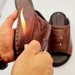 Dép da bò nam quai ngang ndk cao cấp  kiểu đế su rất êm chân quai da bò 100% may quai chắc chắn N.S2Da