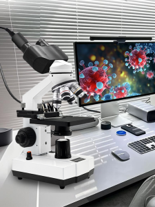 Professional LED Binocular Microscope 40X-2500X Abbe Condenser Compound Microscope with USB Camera & Phone Adapter for Home Lab