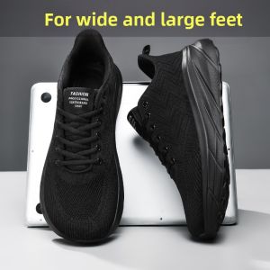 Yrfe | Wide Comfort Breathable Black Sports Shoes