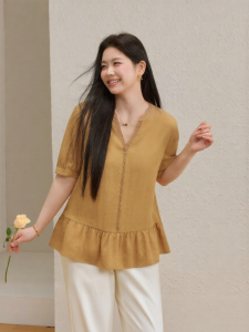QLX | Lace V-Neck Shirt for Plus Size Women