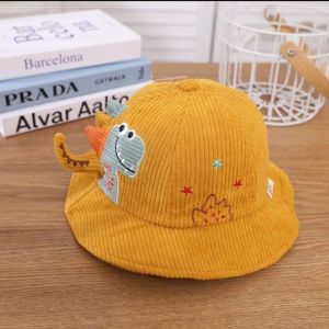 T.I - Topi Anak Dino Bordir 3D Corduroy Bucket Hat Import