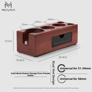 Muvna | Espresso Wooden Tamping Stand Tamper Handle and Organizer