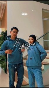 BOZZINO Sweater Hoodie Tebal Premium Distro Pria Wanita Motif Bordir Timbul 3D Size M L XL XXL