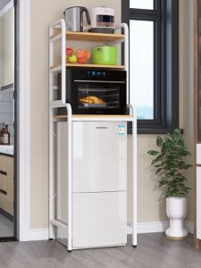 Kitchen Refrigerator Stand Mini Floor-Mounted Small Freezer Top Multi-Layer Storage Organizer Rack Metal Rust-Resistant