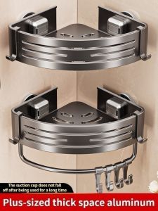 No-Drill Suction Cup storage rack Bathroom Perforation-free toilet wall mounted shower gel triangle basket shelf Kitchen storage