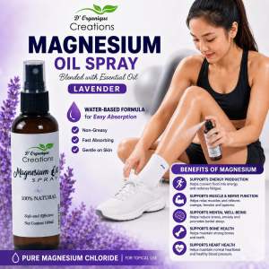 DOrganique Creations Magnesium Oil Spray 100ml (SOLO) Lavender Scent Water-Based Formula•Muscle relaxation•Improve sleep•Stress relief