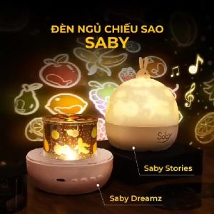 Đèn ngủ chiếu sao Saby Dreamz Saby Stories loa bluetooth tấm phim chiếu trái cây đèn chiếu trần đa dạng lựa chọn phim chiếu BH 12 tháng