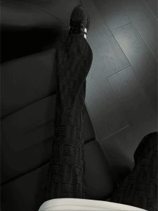 LIUBU | Black Dyeing Checked Casual Trousers Slim Flare Fit