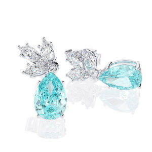 Huitan Womens Dangle Earrings with Blue Water Drop Cubic Zirconia Wedding Party Accessories Fancy Birthday Gift Fashion Jewelry
