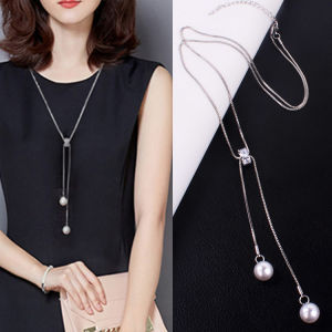 Elegant Long Pearl & Diamond Necklace: A Versatile Women's Accessory
