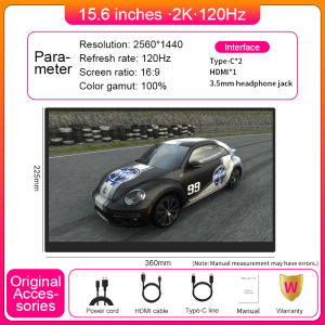LANLIPU | LANLIPU 15.6"120Hz 2560*1440 100%sRGB Portable Monitor Extend Gaming Display TypeC HDMI For PS4/5/Steam/Deck/Switch/PC/Mac/Phone