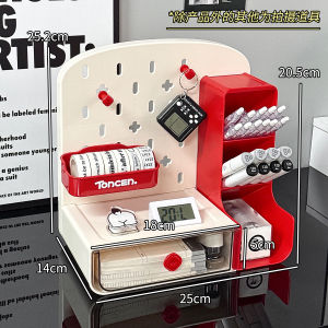 Desktop Organizer Box Office Supplies Storage Drawer Style Transparent Stationery Arranger Desk Hole Board Pen Holder Rack